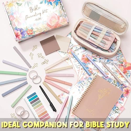 Bible Study Supplies Journaling Kit for Women, Christmas Christian Gifts for Women, Bible Study Tools with Pastel Highlighters and Pens No Bleed, Pencil Case Notebook Annotation Kit Accessories Set thumbnail 5