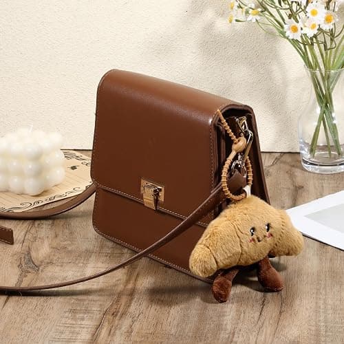 Cute Happy Smiling Bread Croissant Baguette Keychain Croissant Plush Keychain Lucky Good Luck Key Chain Soft Fluffy Stuffed Charm Adorable Bag Charms for Women for Purse Handbag Backpack & Car Keys thumbnail 4
