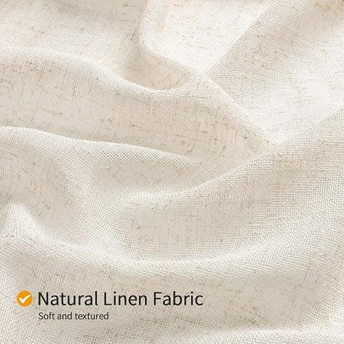 Gibelle Boho Farmhouse Shower Curtain Set, Linen Cotton Fabric Shower Curtain with Macrame Lace Decor, Modern Bohemian French Country Chic Bathroom Curtain with PEVA Liner 72x72 - Beige/Cream thumbnail 4