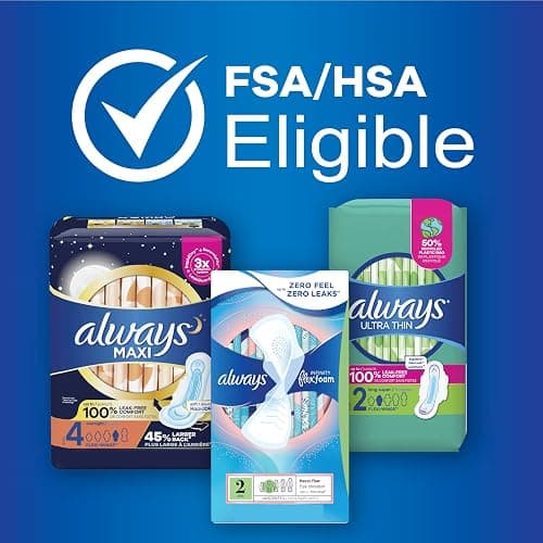 Always Maxi Pads for Women, Pad without Wings, Regular Absorbency, Size 1, Unscented, 48 Count (Pack of 2) thumbnail 9