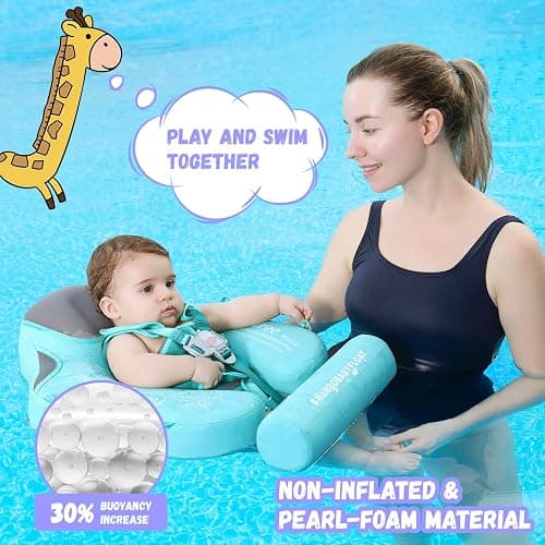 GENTEACO Mambobaby Baby Swim Float with Canopy Non-Inflatable Infant Pool Float with Tail 3-24 Months Avoid Flip Solid Skin-Friendly Material for Toddler Boys Girls thumbnail 2