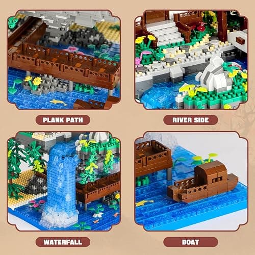 NEWABWN Cherry Blossom Tree Building Set with Lighting, Architecture of Peach Blossom Micro Building Blocks, Japanese Architecture Zen Garden Kit for 14+ Kids Adults (3320 Pieces) thumbnail 4
