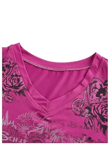 SOLY HUX Women's Graphic Tees V Neck Short Sleeve Summer T Shirt thumbnail 3