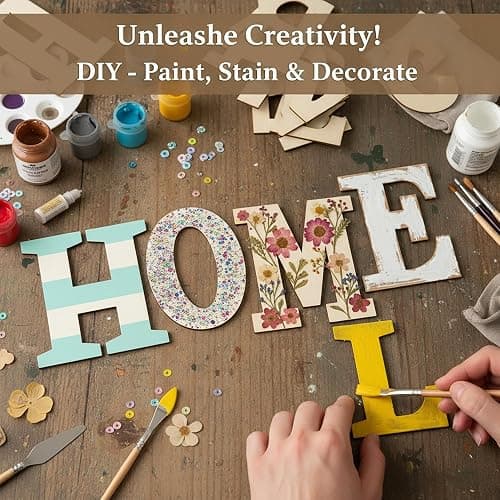 Wooden Letters for Crafts, 6 Inch Unfinished Capital Large Wooden Alphabet Letters&Numbers Wood Letters for DIY Painting Arts Home Decorations Kids Spelling Learning (26Pcs) thumbnail 6