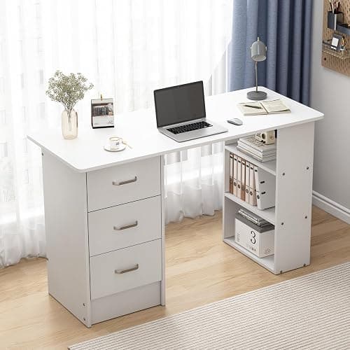 Katalora Nail Desk with Drawers & Shelves, Manicure Table for Home Salon, White Nail Table with Storage, Modern Beauty Workstation (White) thumbnail 4