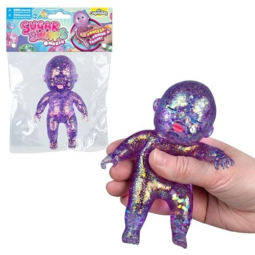 ORB Sugar Swaps Jumbo Baby Squishies Pink and Purple 2 Pack - 2 Big, Sparkly Sugar Baby Squishy Toys to Stretch, Squeeze, Collect, Trade - Stress Relief, Sensory and Fidget Toys for Kids and Adults thumbnail 5