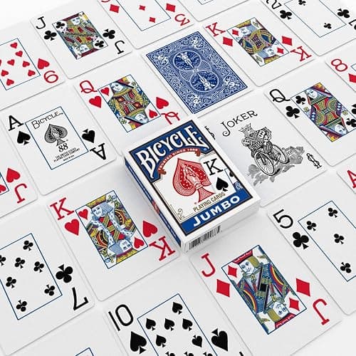 Bicycle Jumbo Index Playing Cards , 2 Pack Large Print Poker Size Deck of Cards for Easy Reading, Family Card Games, and Casino Play thumbnail 4