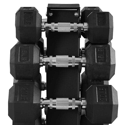 BalanceFrom Rubber Coated Hex Dumbbell Weight Set with Storage Rack, 100LB or 150LB or 200LB Set, 5-20 lbs or 5-25 lbs or 10-30 lbs Pairs thumbnail 9