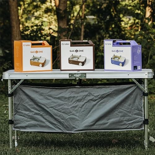 Gas One Butane Fuel Camp Stove – Crate Series - Mini Stove for Camping, Hiking – Portable Gas Stove with Spiral Flame – Even Heat Distribution – Modern and Easy to Use (Violet) thumbnail 2