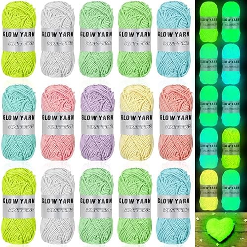 15 Rolls Glow in The Dark Yarn Luminous Knitting Crochet Yarn for Crocheting DIY Arts Glow in The Dark Party Supplies for DIY Arts Crafts Sewing, 820 yd Roll(Bright Color) - Image 1