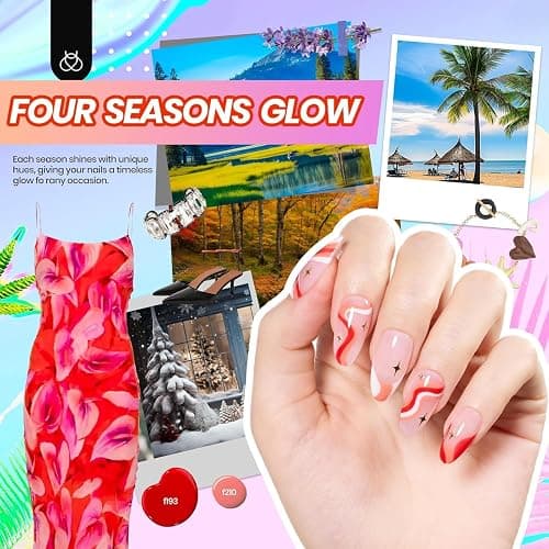 Beetles Gel Nail Polish Kit with U V Light -54 Pcs Gel Nail Kit Four Seasons Glow 32 Colors Set with Base Matte & Glossy Top Coat Soak Off Home DIY Manicure Nails Beginners Gifts for Women Teen Girls thumbnail 4