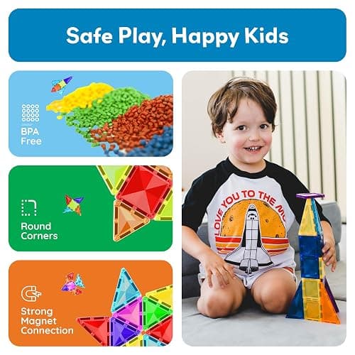 PicassoTiles 100 Piece Mini Magnetic Tiles, Travel STEM Toy for Kids 3+ | Diamond-shaped design, translucent pieces, compact carrying case, Montessori-inspired play, screen-free creativity thumbnail 6