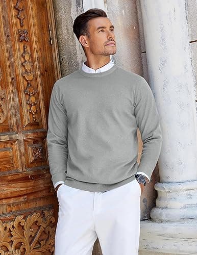 COOFANDY Mens Crew Neck Sweaters Long Sleeve Lightweight Knit Dress Pullover Sweaters thumbnail 5