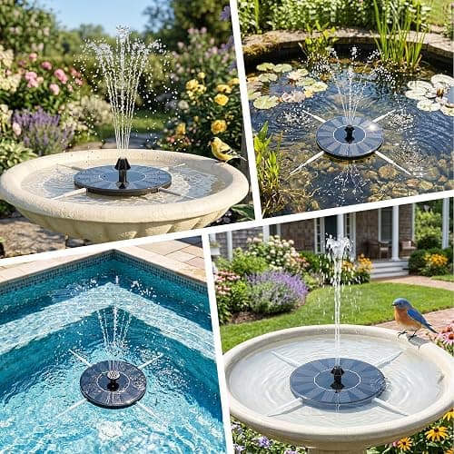 Mademax Solar Bird Bath Fountains, Upgrade 1.4W Solar Fountain Pump with 8 Nozzles & 4 Brackets, Free Standing Floating Solar Powered Water Fountain Pump for Bird Bath, Garden, Pond, Pool, Outdoor thumbnail 8