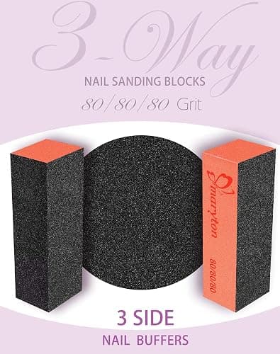 Maryton Nail Buffer Sanding Blocks, 80/80 Grit for Acrylic Nails, 10PCS | Professional Buffing Blocks, Salon Grade, Manicure Tools Kit, Black Orange thumbnail 2