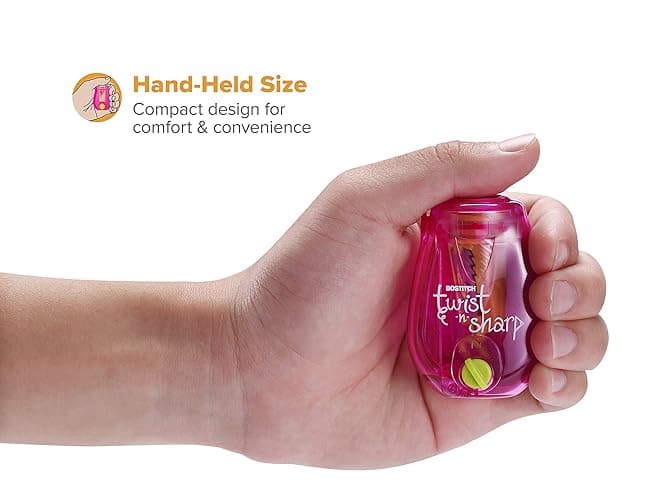 Bostitch Office Pencil Sharpener Twist-N-Sharp Colored Manual Small Pencil Sharpeners Hand Held, 1 Pack, Covered, Pink Portable Handheld Sharpener with Cover, PS1-PINK-EC - Single - Pink thumbnail 4