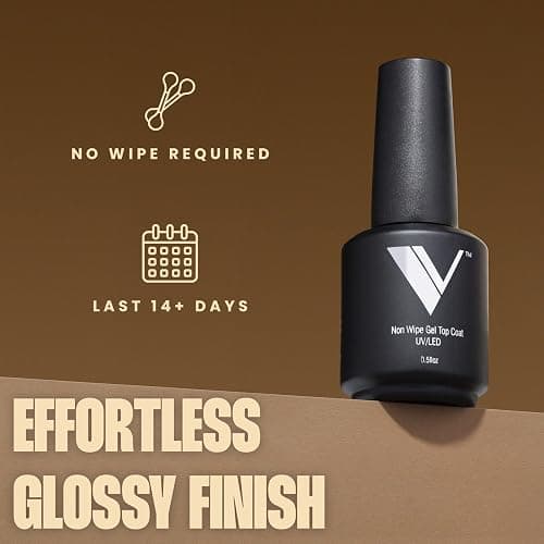 V Beauty Pure No Wipe Gel Top Coat - Long Lasting UV Top Coat Gel, 15ml | Gel Nail Polish, Scratch and Stain Resistant, Durable, Non Yellowing, No Sticky Layer, Glossy, For Manicure & Pedicure thumbnail 3