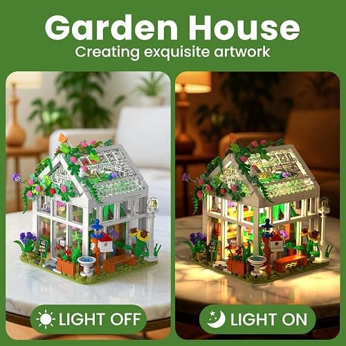 GEVINST Flower House Set for Adults Building Sets with Led Light, for Home Display Decoration, Greenhouse Model Kit, Xmas Gifts for Adults Teens Girls Friends Ages 8+ (779 Pieces) thumbnail 2