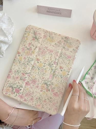 Adjustable Stand Hard PU Clear Back Folio Case for Apple iPad Pro 13-Inch 2024 M4 Model A2925 A2926 Flowers Floral Pattern Refreshing Classic Vintage Pretty Chic Cute Lovely Girls Women thumbnail 7