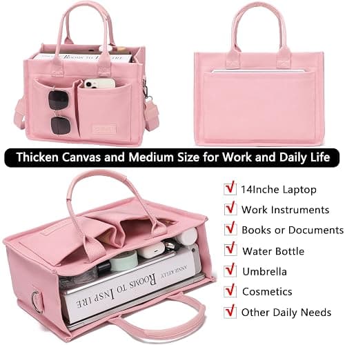 ZHMO Canvas Tote Bag for Women,Women's Bags Crossbody Bags Work Laptop Tote Bag Large Handbags Purse for Travel Nurse Teacher thumbnail 4