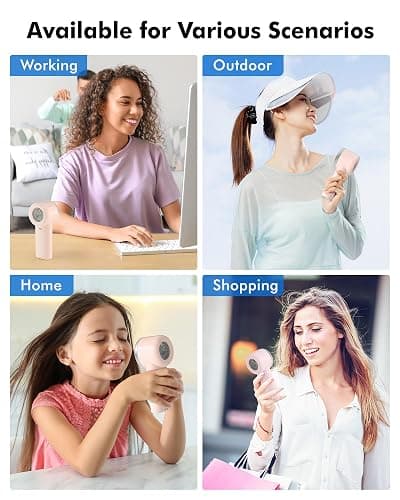 WHATOOK Portable Mini Fan: High Speed Cooling Fan, 10 Hours Battery Life, USB Rechargeable, Small Essentials for Women, Beach Travel, Vacation (Pink) thumbnail 6
