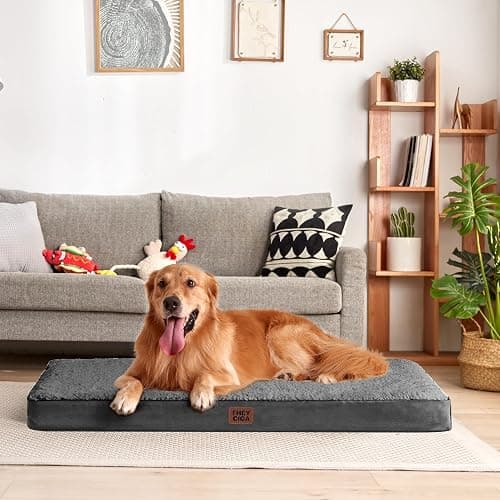EHEYCIGA Orthopedic Dog Bed Large with Washable Cover, 91x69x9cm, Grey | Soft Fabric, Durable Oxford Fabric Lining, Supportive Foam Egg Trays, Non-slip Bottom, Removable Cover, For Crate Mat thumbnail 6
