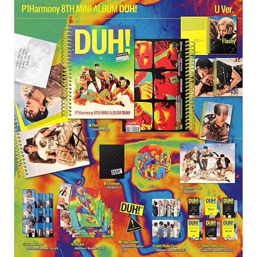 P1Harmony - 8th Mini Album DUH! U Ver. Photobook R + Folded Poster + Frame Photo + Sticker + Unit Photo Card + 3 Extra Photocards thumbnail 2