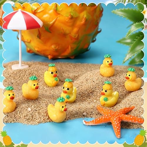 GGSTDDUP 50 PCS Mini Resin Pineapple Ducks, Summer Tiny Resin Animals Figures to Hide, Cute Toy Figures for Miniature Landscape Garden Accessories Dollhouse Cake DIY Home Decoration Party Favors thumbnail 2