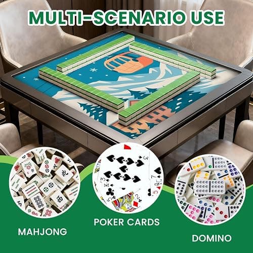 Mahjong Mat for Table Ski Resort red Gondola Lift Chalet Mountain Landscape 31.5"x31.5" Non-Slip Noise Reduction American Mahjong Table Cloth for Poker Card Dominoes Tile Games Gifts thumbnail 3
