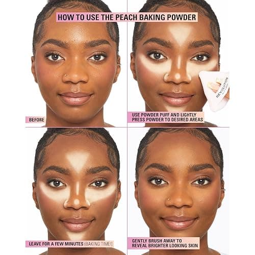 Revolution Beauty London, Loose Baking Powder, Makeup Setting Powder, Long-Lasting Coverage, Mattifies & Reduces Shine, Peach, 1.12 oz thumbnail 3