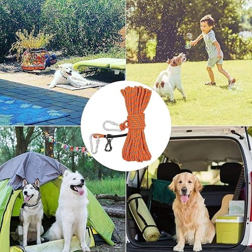 XiaZ Dog Tie Out Cable for Camping, 50ft Portable Overhead Trolley System for Dogs up to 200lbs，Dog Lead for Yard, Camping, Parks, Outdoor Events,5 min Set-up thumbnail 7