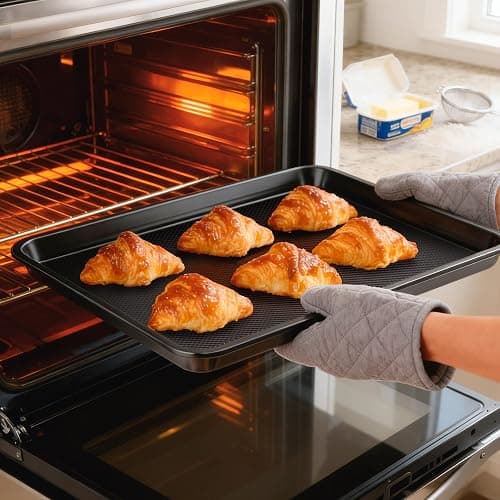 10-Piece Nonstick Bakeware Set, 0.8MM Thick Carbon Steel Baking Pan Set for Oven with Cookie Sheet, Muffin Pan, Pizza Pan, Loaf Pan and Cooling Rack, Stackable Kitchen Baking Set, PFOA/PTFE Free thumbnail 9