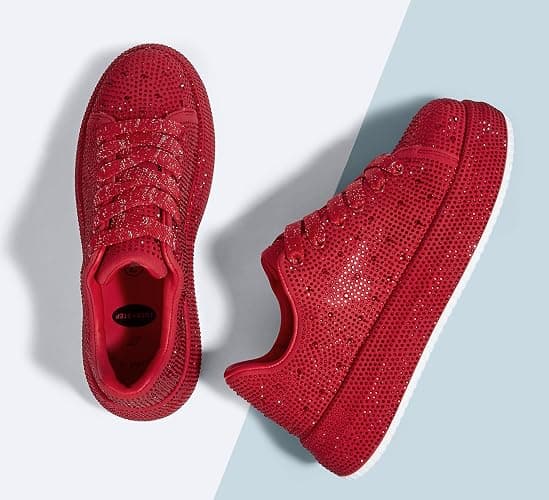 LUCKY STEP Rhinestone Platform Sneakers for Women | Sparkly Glitter Bling Tennis Shoes Fashion Wedding Party Walking Sneakers thumbnail 5
