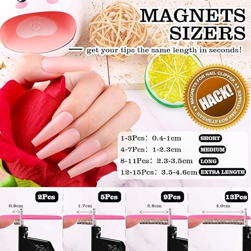 Black Premium Nail Clippers with Magnets Sizers for Acrylic Nails, Artificial Fake Nail False Nail Tip Cutter Trimmer Manicure Pedicure Sharp Blade Clip Tool For Salon Home Art Beauty thumbnail 3