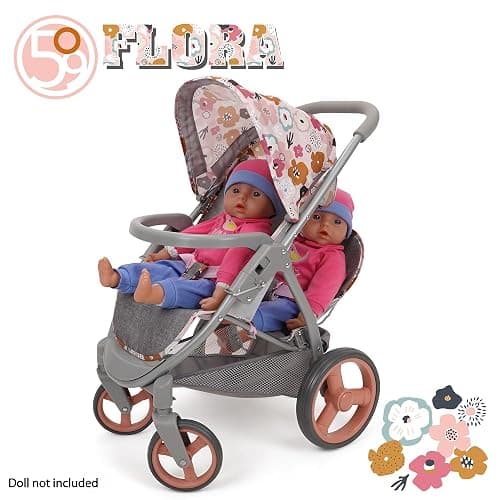 509 Crew: Melange Flora - Mabelle Duo Twin Doll Stroller - Accessory for 2 Dolls Up to 18", Foldable Design, Retractable Canopy, Kids Toy, Ages 3+ thumbnail 6