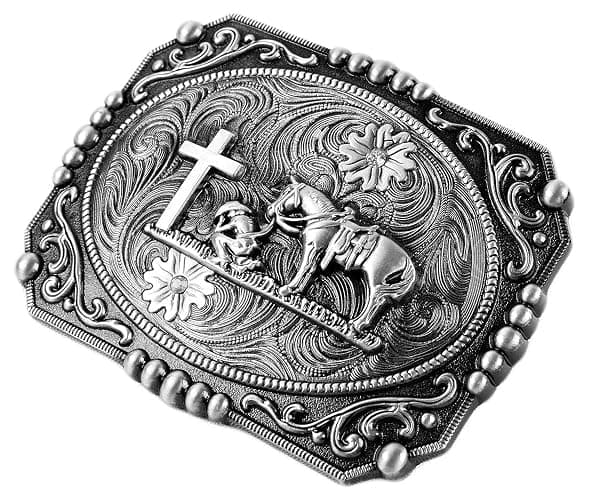 Moranse Religion Cross Cowboy Kneeling Prayer And Horse Design Belt Buckles thumbnail 2