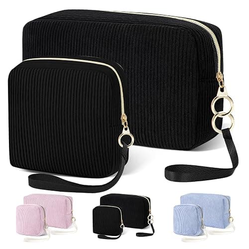 Likesing Tampon Holder for Purse, Corduroy Period Bag Sanitary Napkin Storage Bag for Girls Womens, Portable Feminine Emergency Pad Period Pouch(Black) - Image 1