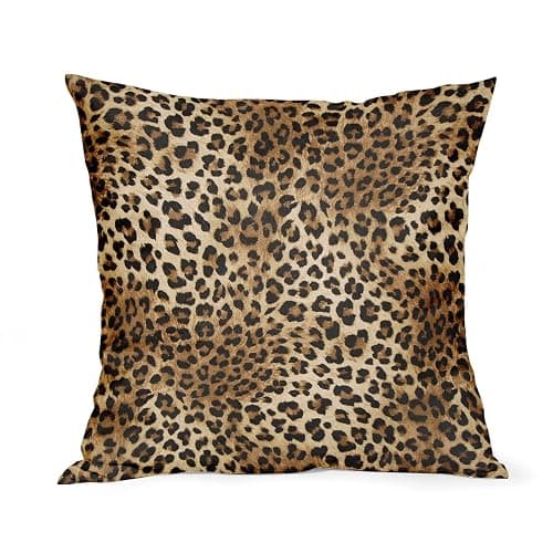 Granbey Brown Leopard Throw Pillow Cover - 2 Pcs Cheetah Pillow Case 20x20 inch Cotton Soft Animal Print Pillows Covers Decorative Cushion Cover for Home Couch Bed Sofa Double Side Printed thumbnail 4