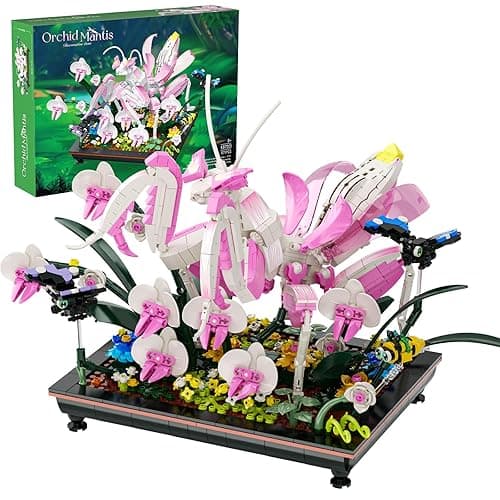 Orchid Praying Mantis Flowers Bonsai Building Set, Compatible with Lego Insects Nature Inspired STEM Kit for Adults, Stunning Desk Decor for Home/Office, for Boys Girls Aged 8-16+ 1077PCS - Image 1