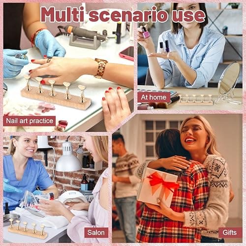 Aeaocvo 2 Set Wooden Nail Stand for Press Ons, Practice Nail Holder for Painting Nails, Fake Nails Holder with 200 Pieces Double-Sided Tape for Home Diy Salon Supplies thumbnail 7
