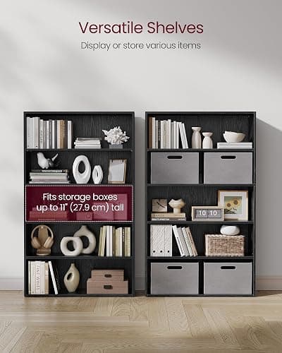 VASAGLE Custos Collection - Bookshelf, 5-Tier Bookcase, Book Shelf, Open Storage Shelf, 9.4 x 30 x 52.8 Inches, for Living Room, Home Office, Dinning Room, Ebony Black ULBC175T56 thumbnail 5