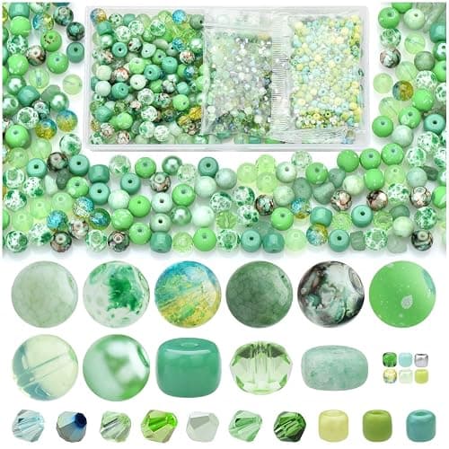 Chartreuse Glass Beads for Jewelry Making - Assorted Round, Seed, Bicone Crystal, Rondelle & Rock Stone Beads - 2-4mm, 4mm, 6x8mm - DIY - Image 1