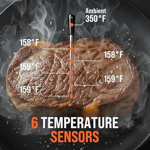 Upgraded Smart Bluetooth Wireless Meat Thermometer with Ultra-Thin Probe, 6 Sensors Accuracy Digital Food Thermometer 0.5S Instant Read, IP67 Waterproof for BBQ, Grill, Smoker, Oven, Air Fryer thumbnail 2