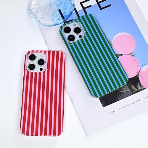 SleekCover Compatible with iPhone 16 Pro Case,Cute Aesthetic Striped Pattern Cover for Women Girls,Soft TPU Shockproof Protective Stylish Kawaii Phone Case for iPhone 16 Pro 6.3",Pink thumbnail 8