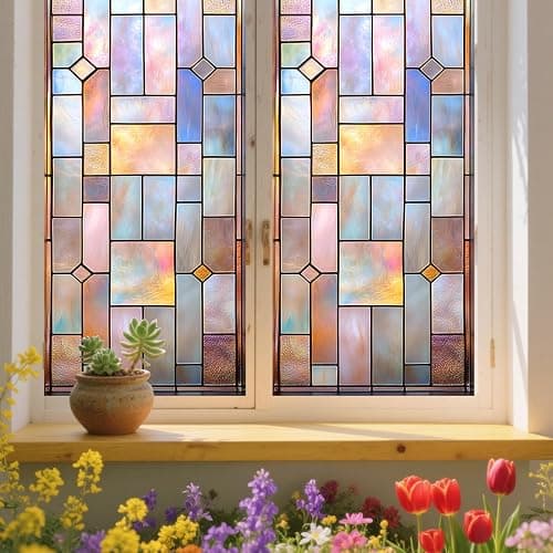 Fensterfolie Blickdicht von Aussen Lichtrosa Sichtschutz Fenster für Privatsphäre und Uv-Schutz Oder Fensterdekoration, Statisch Haftende Sichtschutzfolie Fenster thumbnail 5