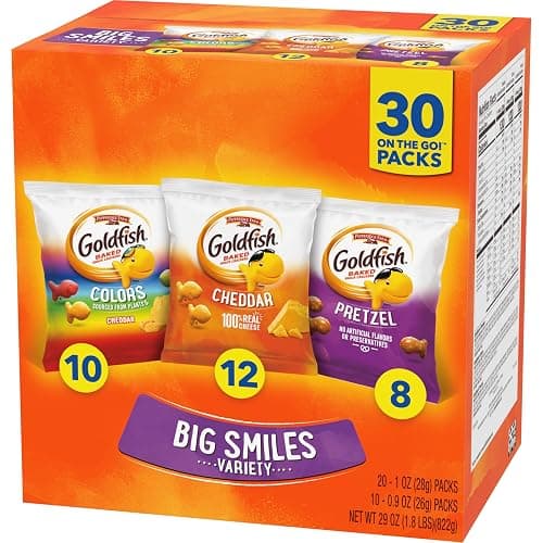 Goldfish Crackers Big Smiles Variety Pack with Cheddar, Colors, and Pretzels, Snack Packs, 30 Ct thumbnail 9