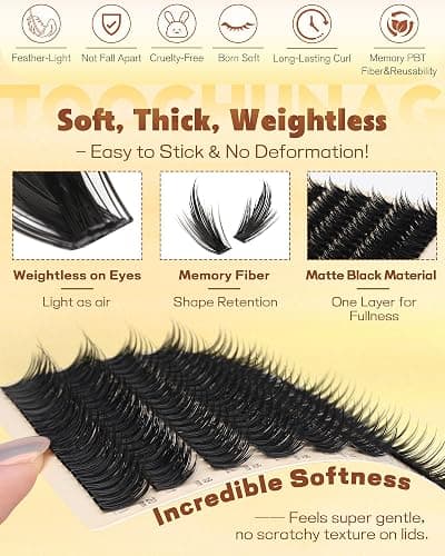 Spiky Manga Lash Clusters 12-20mm Anime Eyelash Clusters 300pcs Cluster Eyelash Extensions Fairy Eyelashes Cluster with Bottom Individual Lashes 80D+100D Volume DIY Lash Extension by TOOCHUNAG thumbnail 6
