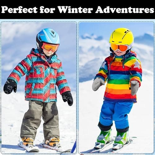 Sarfel 2 Pairs Toddler Gloves Waterproof Toddler Winter Mittens for Kids Snow Gloves Warm Baby Winter Mittens for Boys Girls thumbnail 4