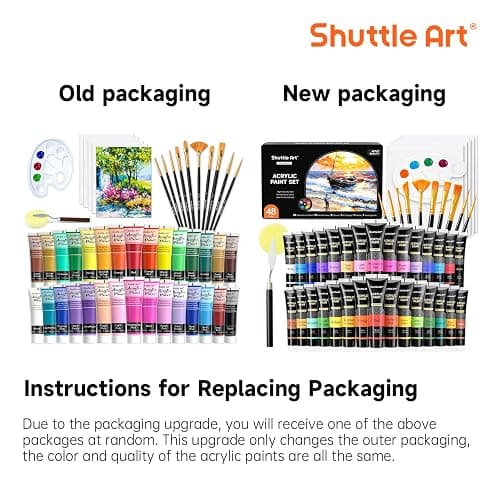 Shuttle Art 48 Pack Acrylic Paint Set, 30 Colors Acrylic Paint (36ml) with 10 Brushes 5 Canvas 1 Paint Knife 1 Palette 1 Sponge, Complete Set for Kids, Adults Painting on Canvas Rocks Wood Ceramic thumbnail 7