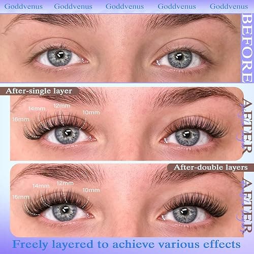 Goddvenus Wispy Lash Clusters 10-16mm Lashes Clusters Eyelash Extensions Natural Individual Lashes 144pcs D Curl Lash Extension DIY Soft Comfortable Eyelash Clusters with Cotton Band thumbnail 5